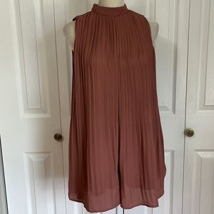 Lush One Piece Jumpsuit Shorts Pleated Brown Sz S